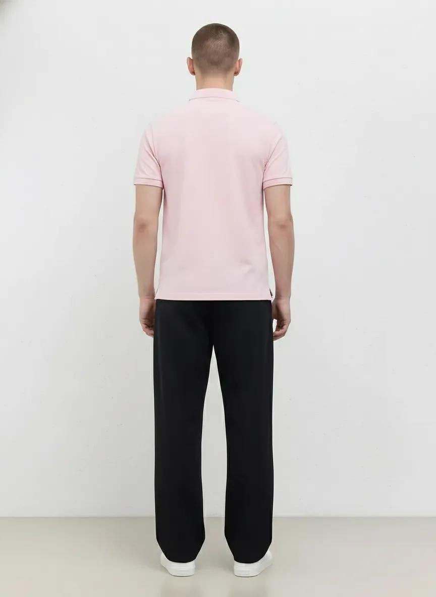 Men Barely Pink Polo Collar Solid T-shirt