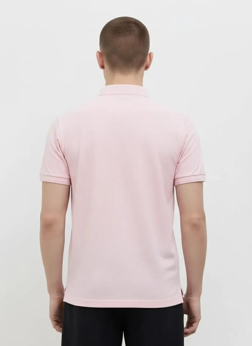 Men Barely Pink Polo Collar Solid T-shirt