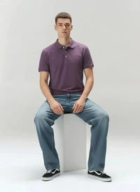 Men Black Currant Polo Collar Solid T-shirt