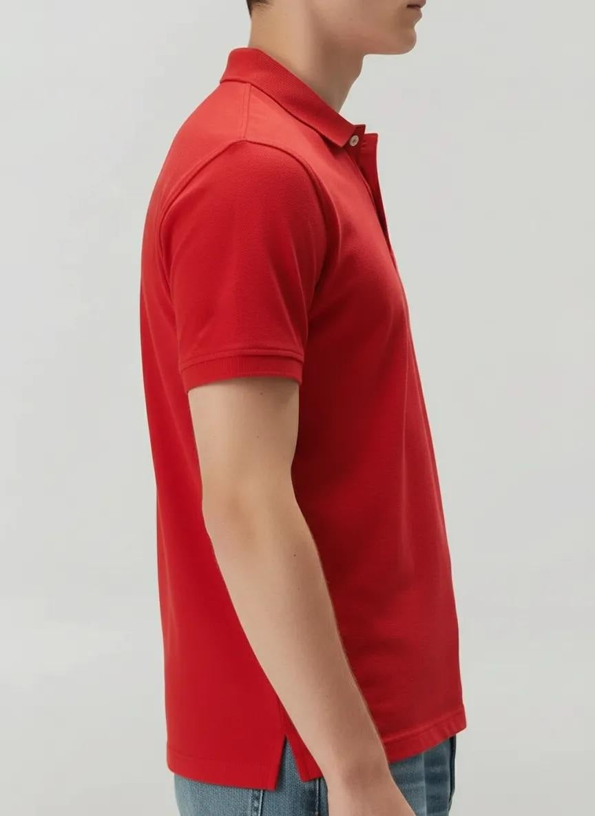 Men Brick Polo Collar Solid T-shirt