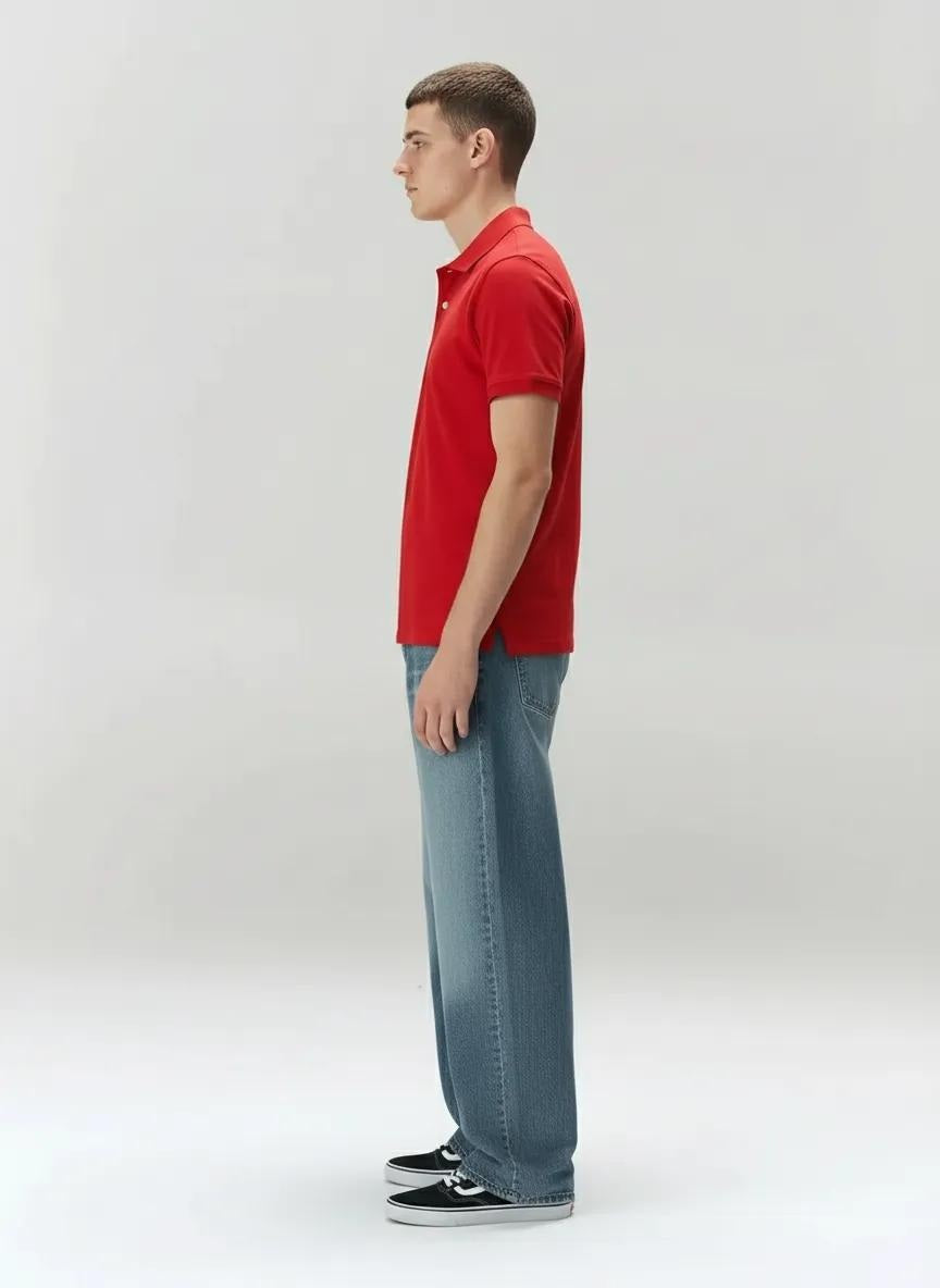 Men Brick Polo Collar Solid T-shirt