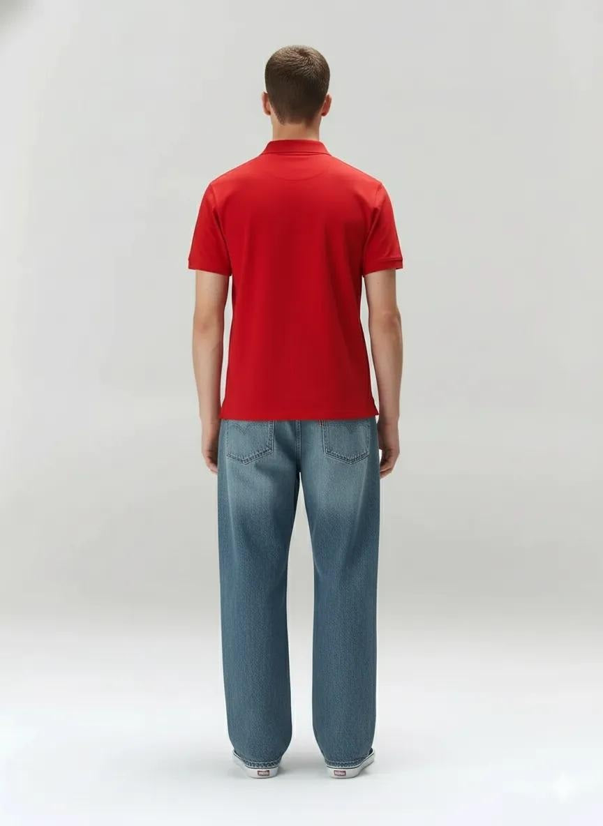 Men Brick Polo Collar Solid T-shirt