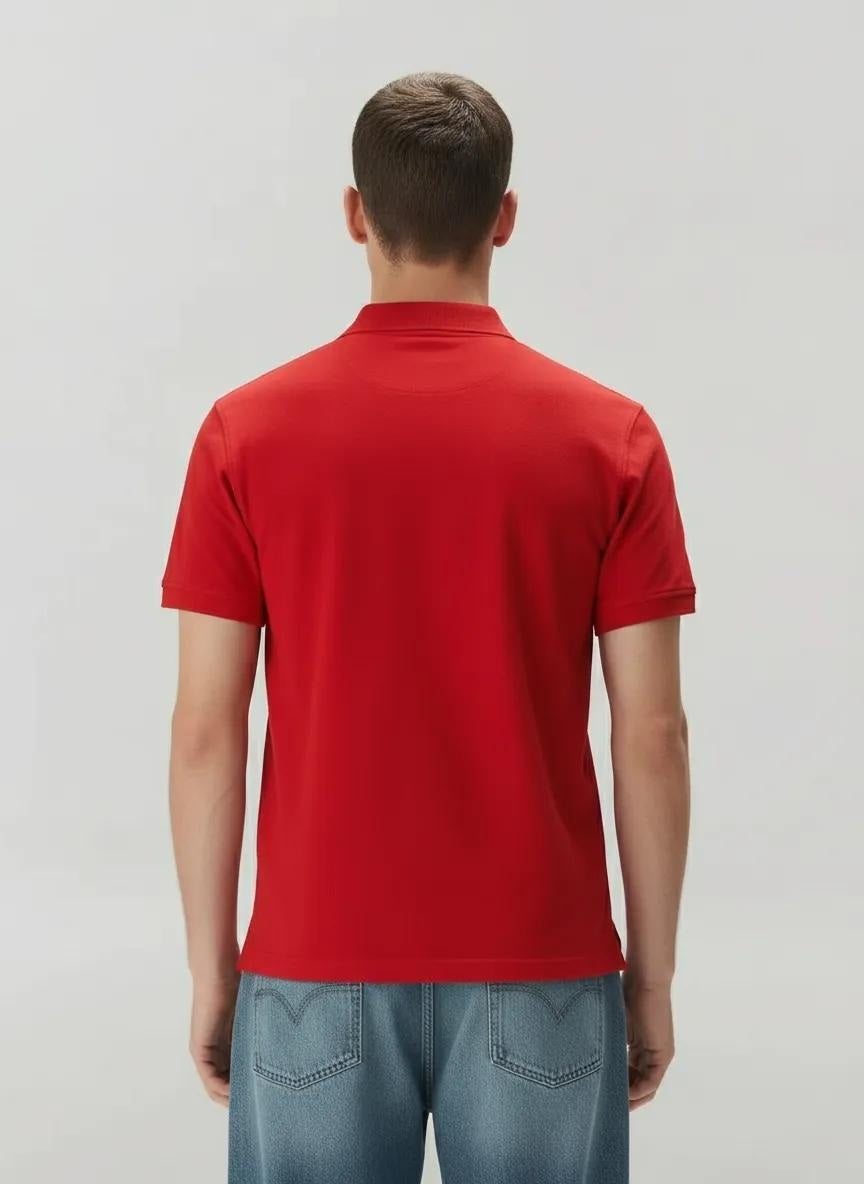 Men Brick Polo Collar Solid T-shirt
