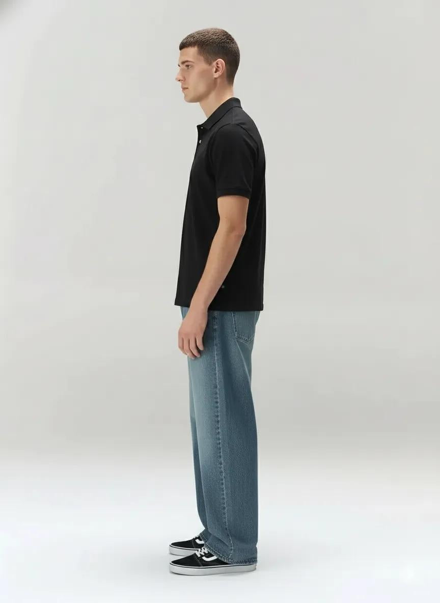 Men Charcoal Polo Collar Solid T-shirt