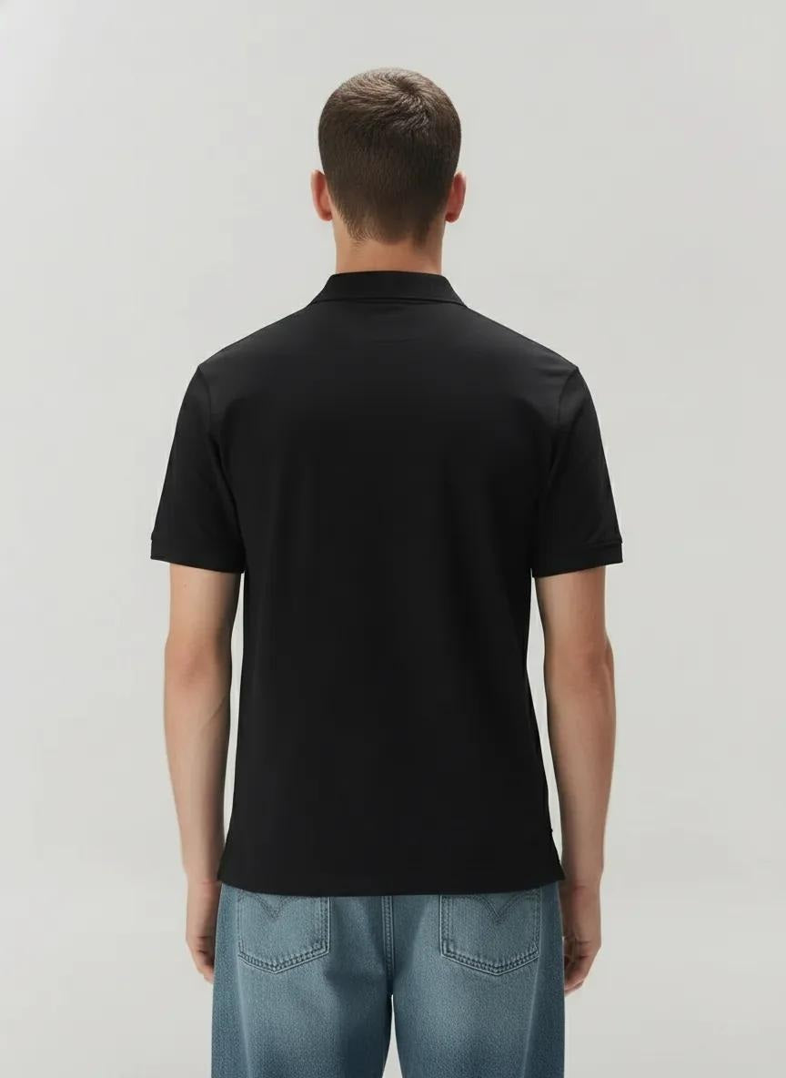 Men Charcoal Polo Collar Solid T-shirt