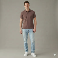 Men Coffee Polo Collar T-shirt