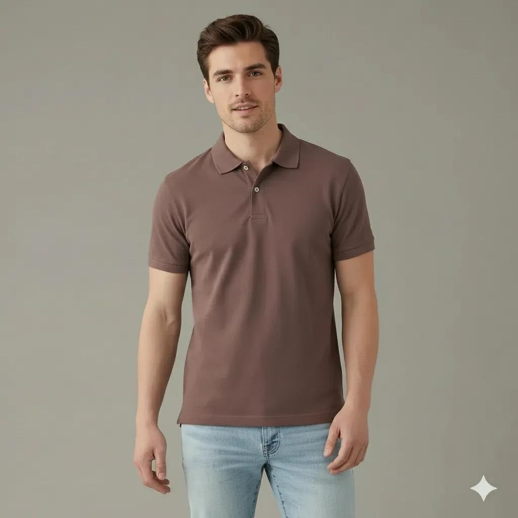 Men Coffee Polo Collar T-shirt