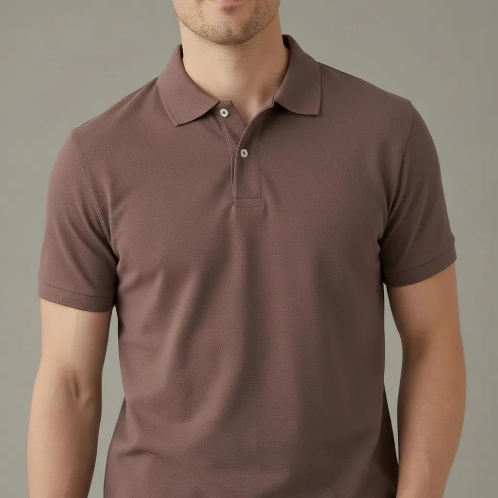 Men Coffee Polo Collar T-shirt