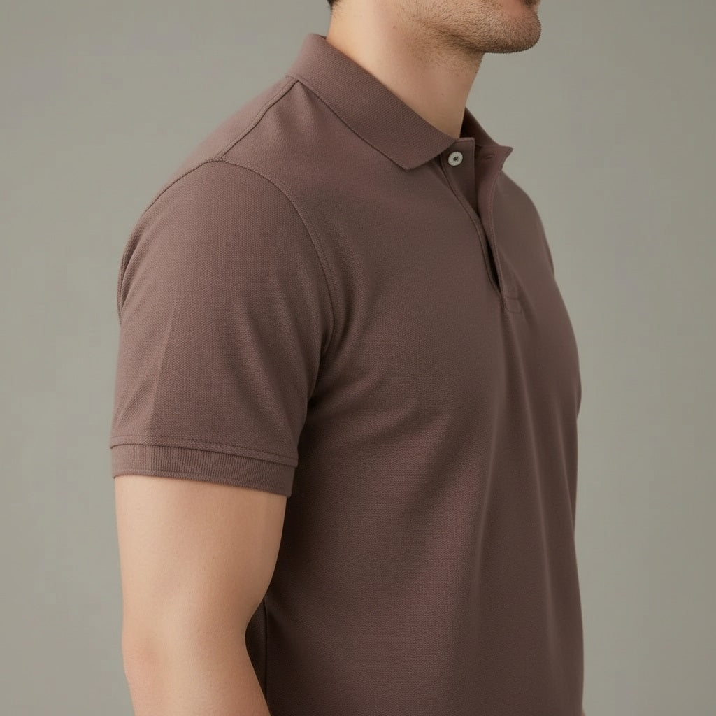 Men Coffee Polo Collar T-shirt