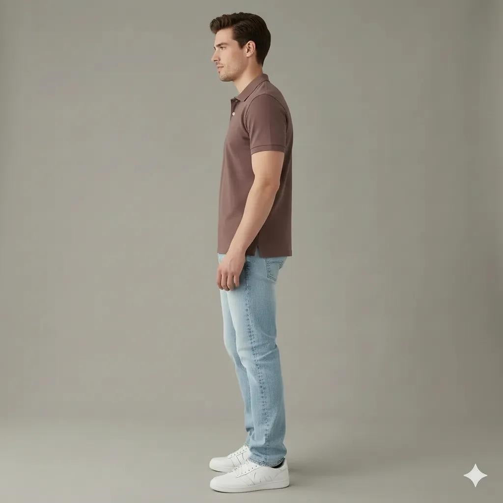 Men Coffee Polo Collar T-shirt