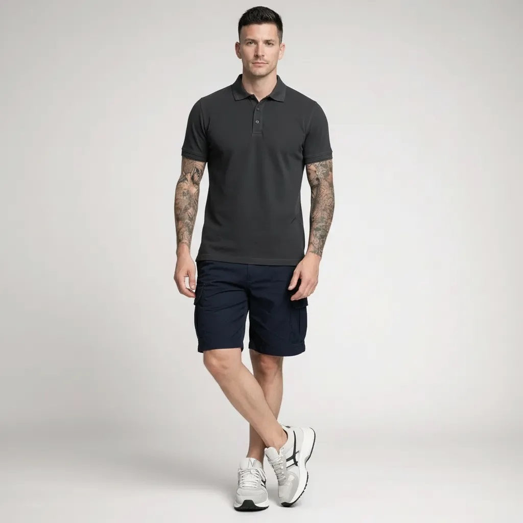 Men Dark Navy Polo Collar T-shirt