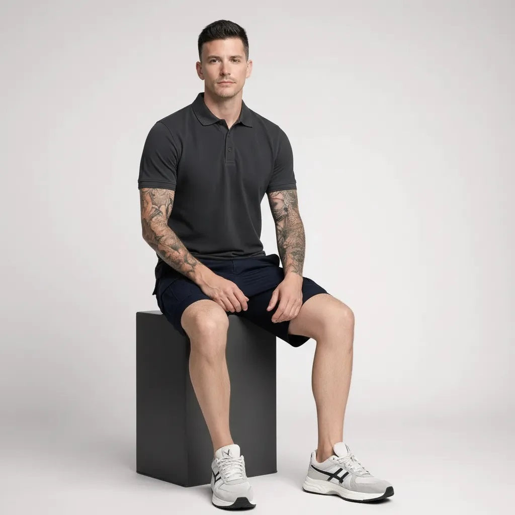 Men Dark Navy Polo Collar T-shirt