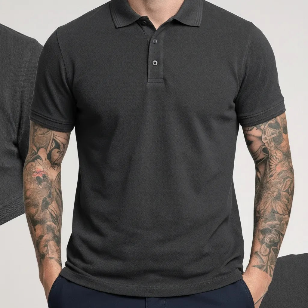 Men Dark Navy Polo Collar T-shirt