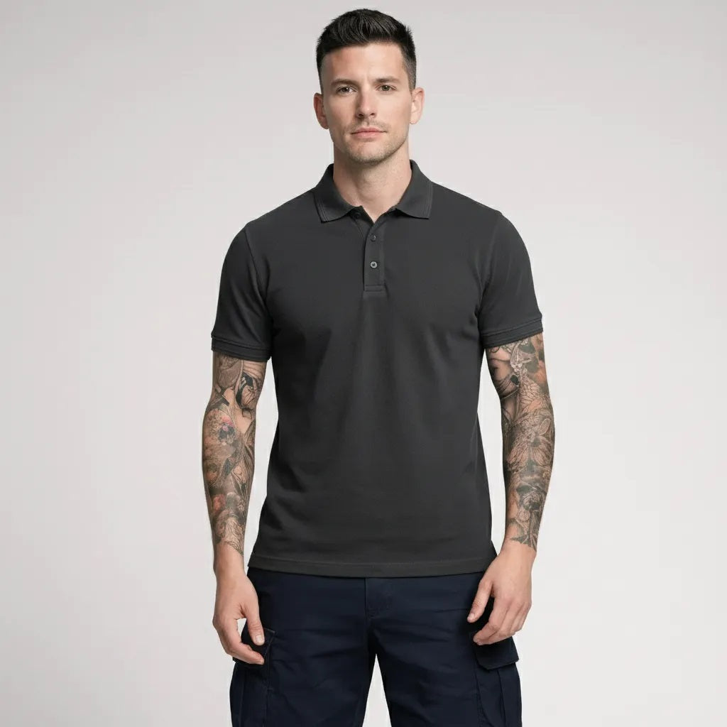 Men Dark Navy Polo Collar T-shirt