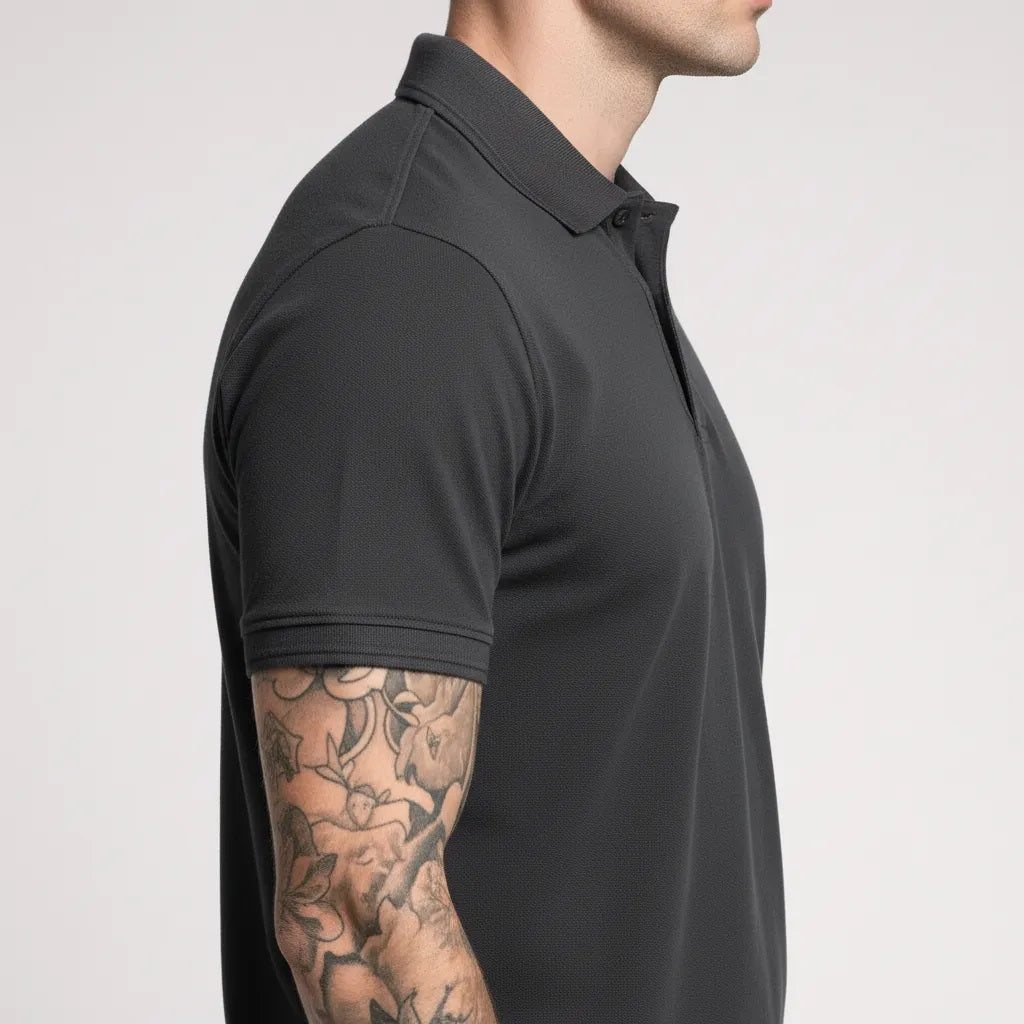 Men Dark Navy Polo Collar T-shirt
