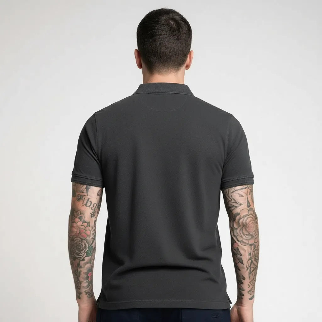Men Dark Navy Polo Collar T-shirt