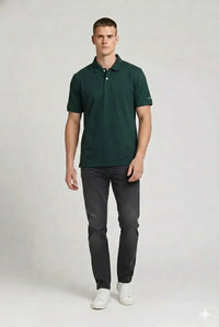Men Hunter Green Polo Collar T-shirt