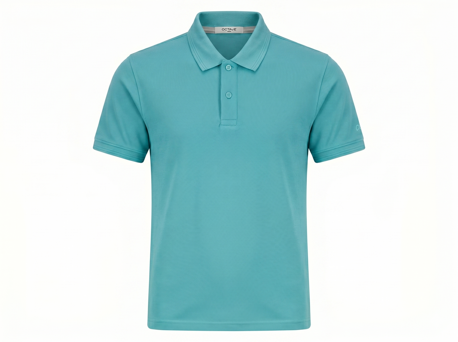 Men Light Teal Polo Collar T-shirt