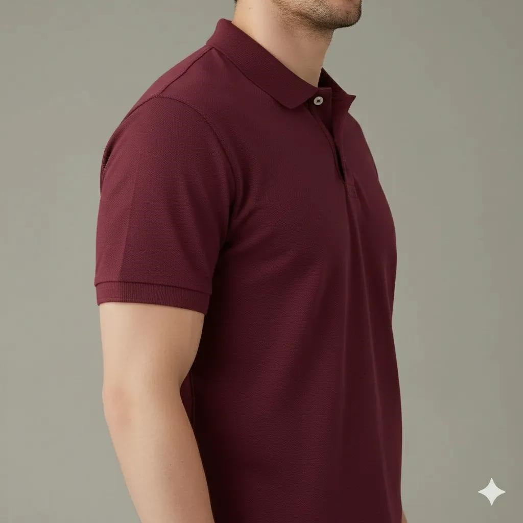 Men Merlot Polo Collar T-shirt