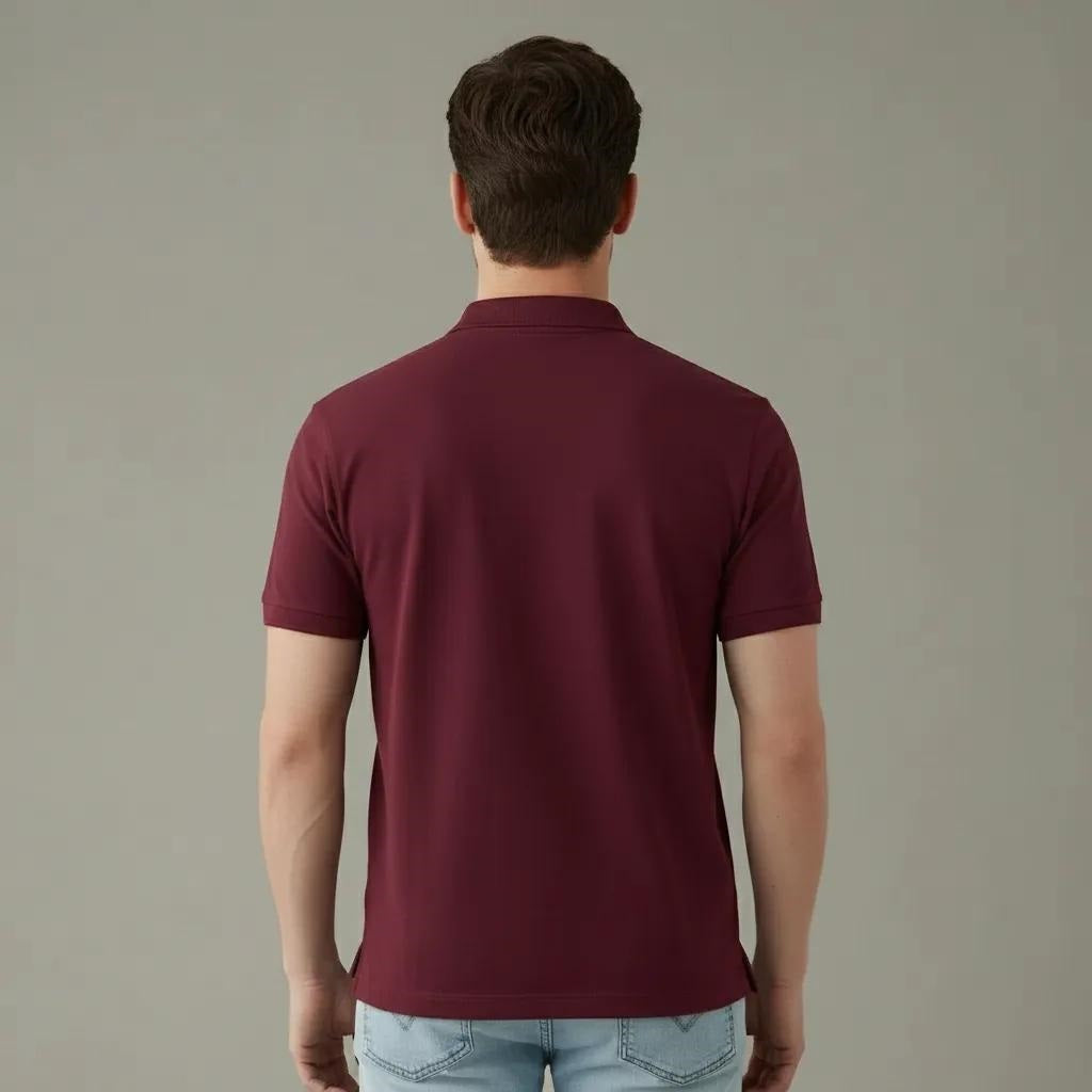 Men Merlot Polo Collar T-shirt