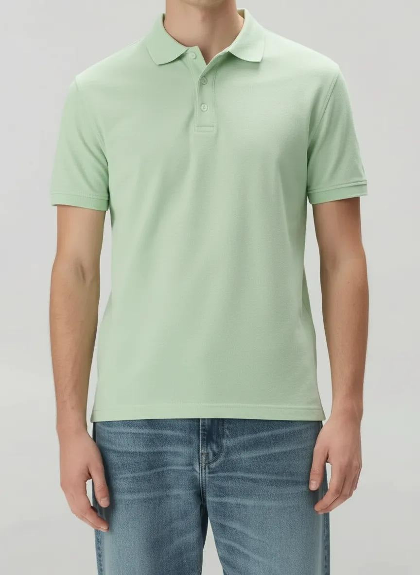 Men Polo Collar Solid T-shirt