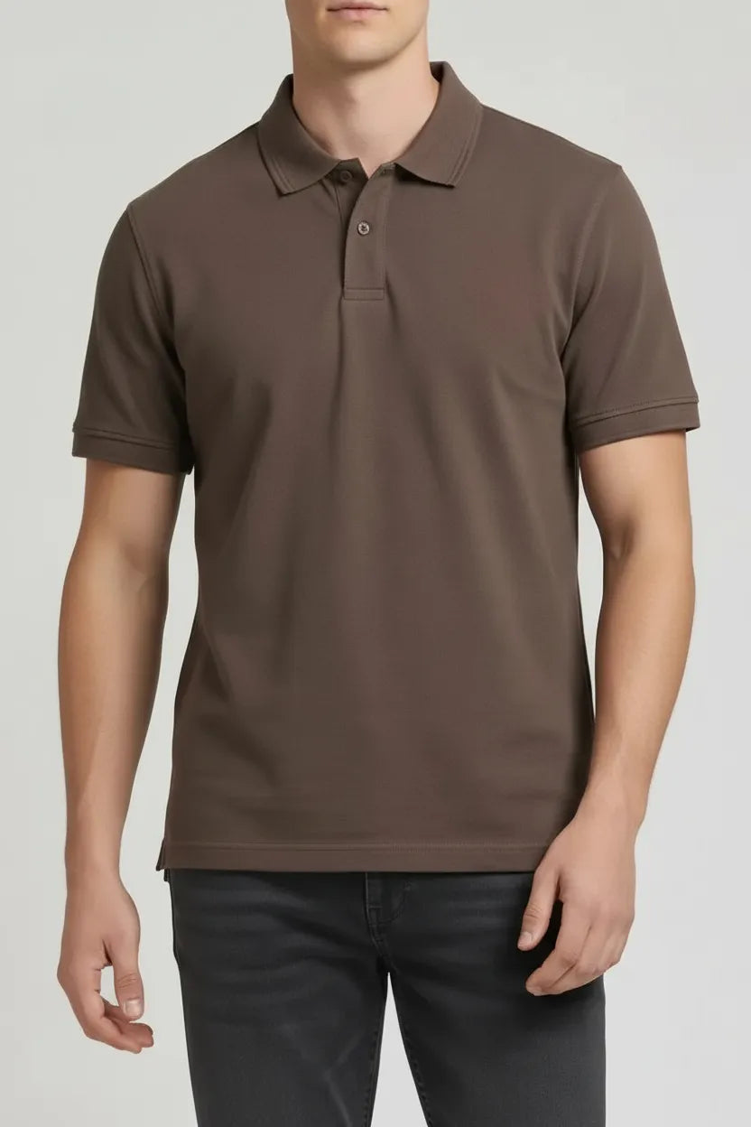 Men Mocha Polo Collar T-shirt