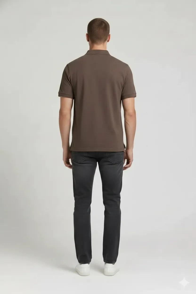 Men Mocha Polo Collar T-shirt
