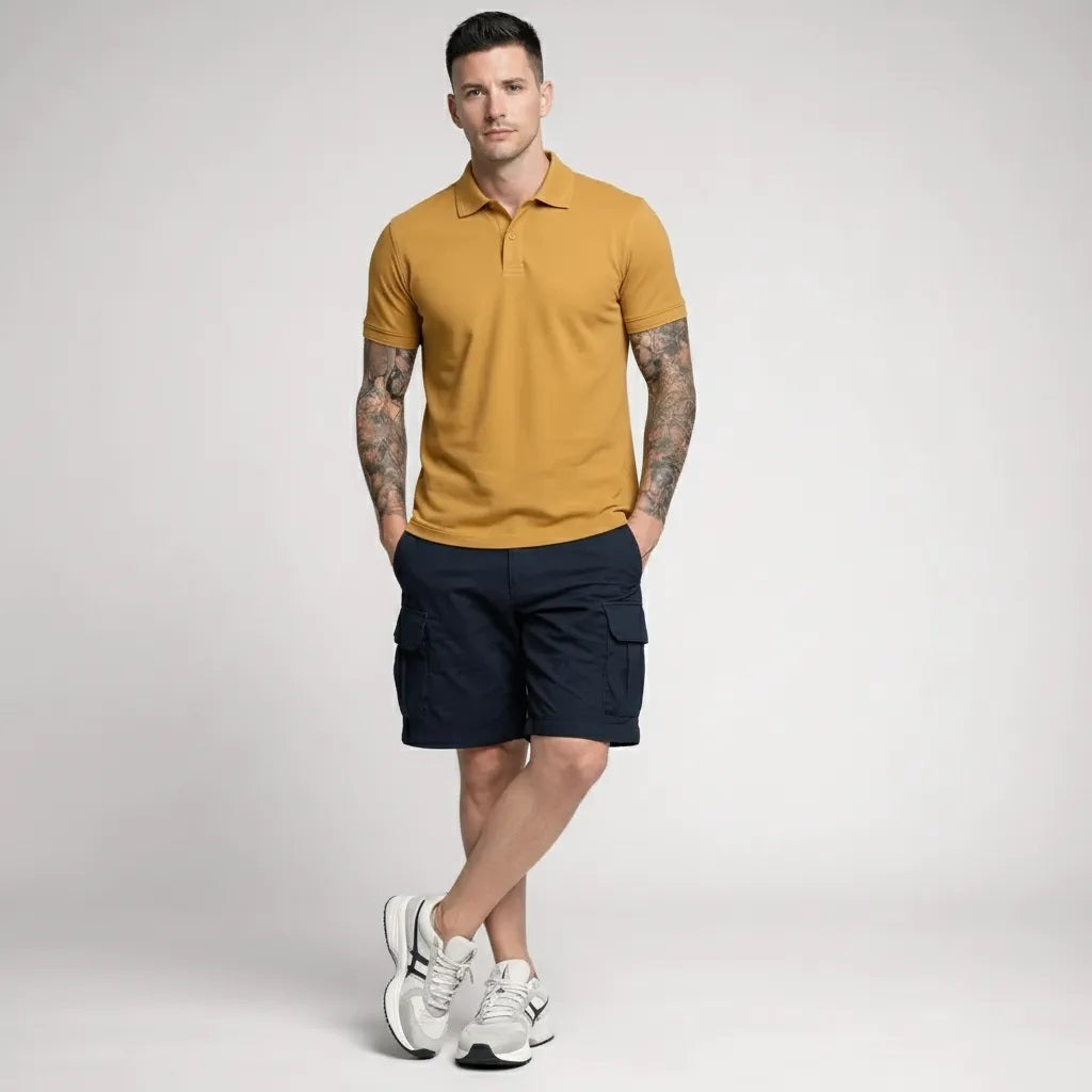 Men Oak Buff Polo Collar T-shirt