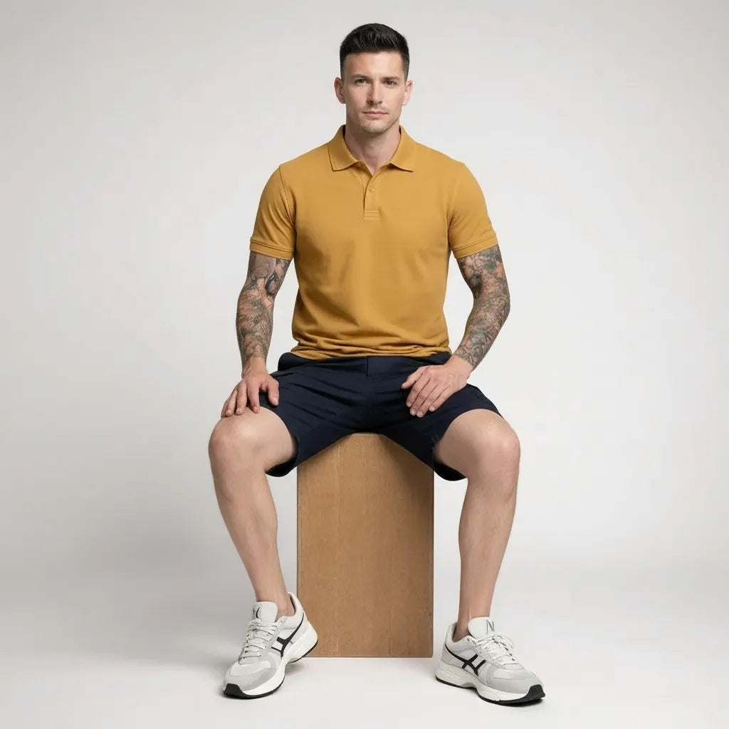 Men Oak Buff Polo Collar T-shirt
