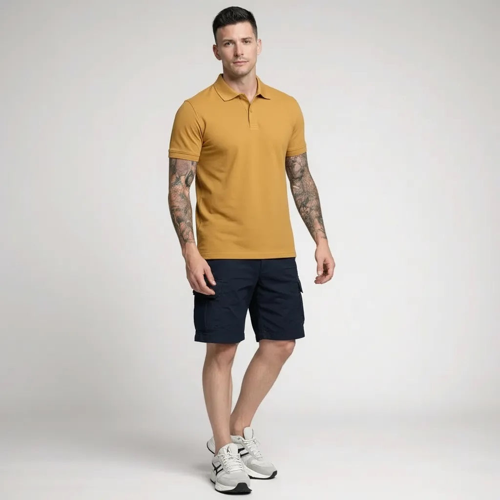 Men Oak Buff Polo Collar T-shirt