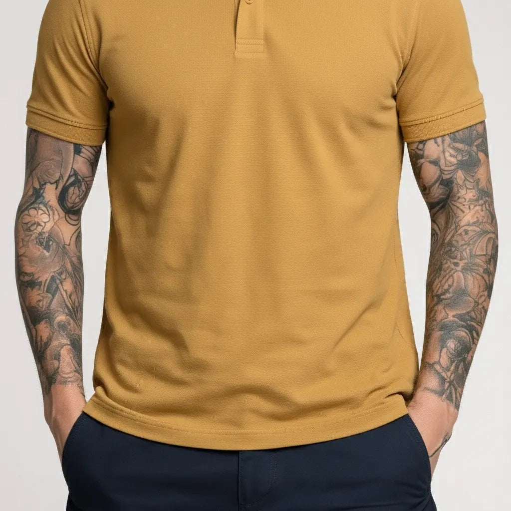 Men Oak Buff Polo Collar T-shirt