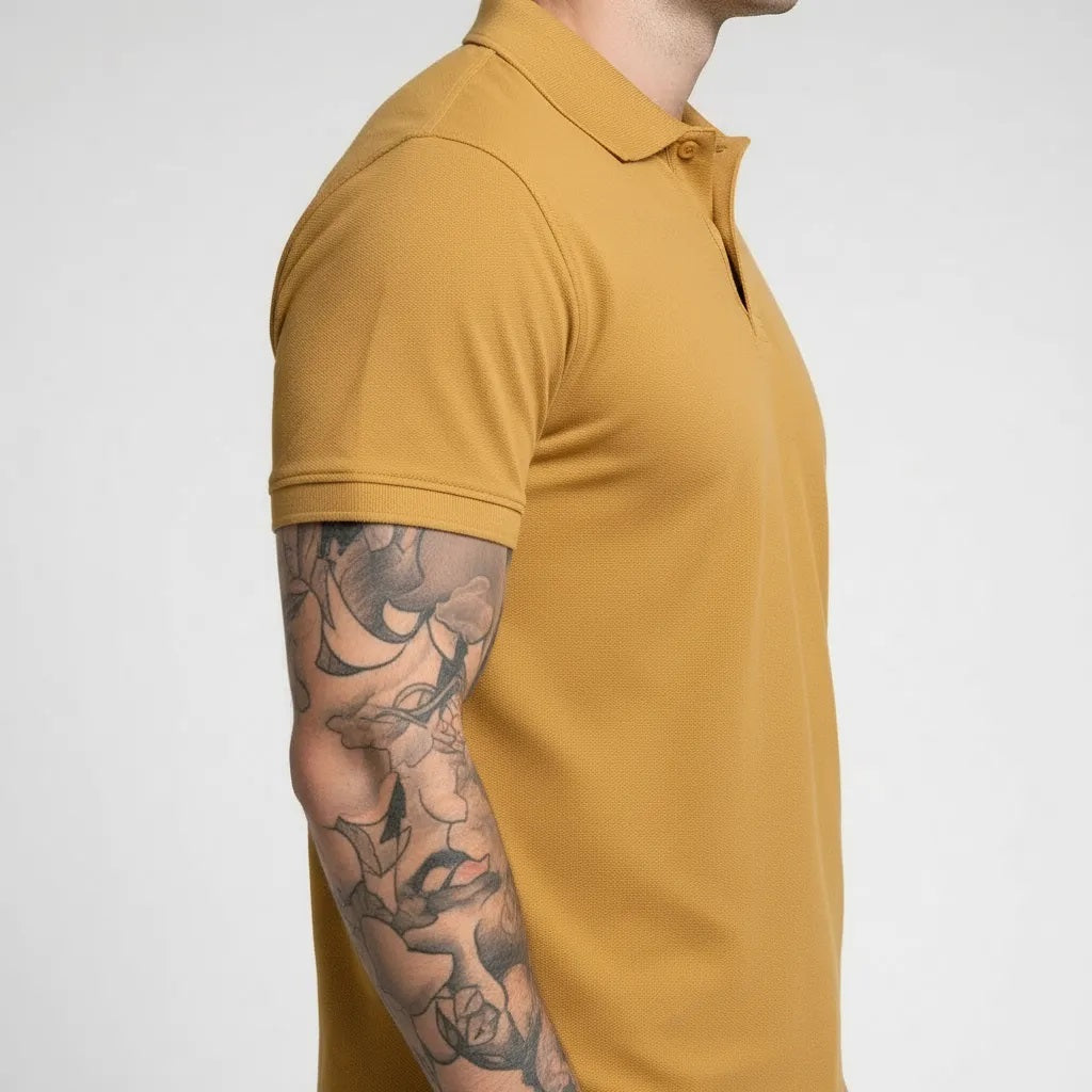 Men Oak Buff Polo Collar T-shirt
