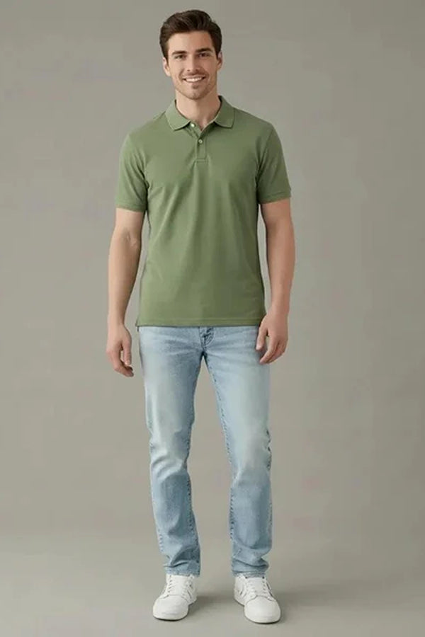 Men Polo Collar Solid T-shirt