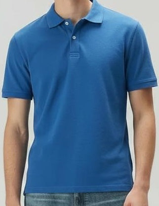 Men Royal Blue Polo Collar T-shirt