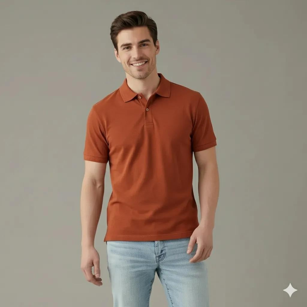 Men Rust Sold Polo Collar T-shirt