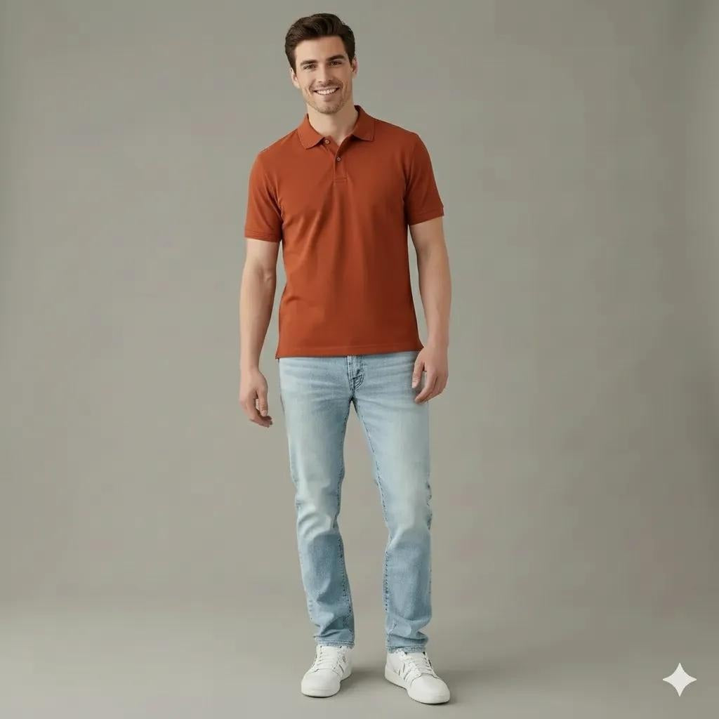 Men Rust Sold Polo Collar T-shirt