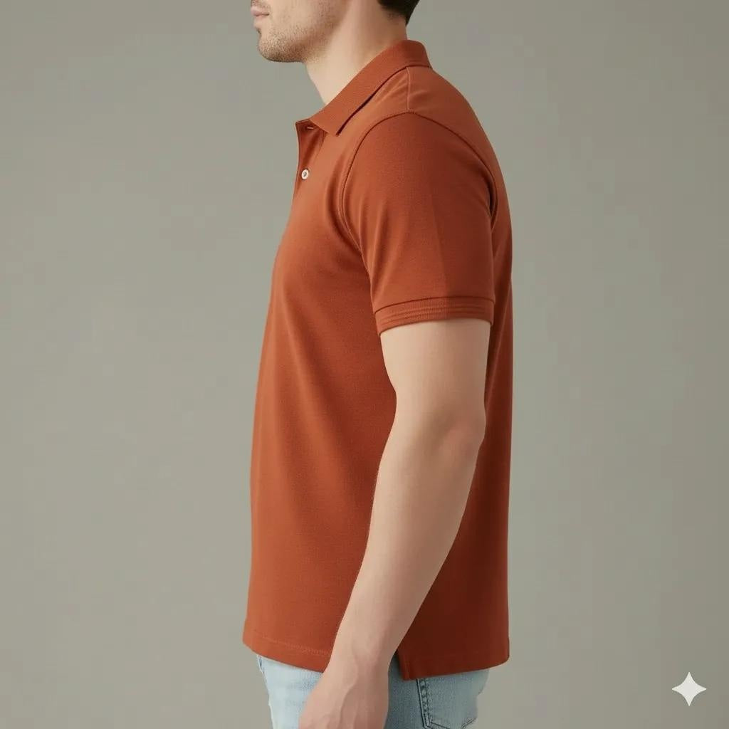 Men Rust Sold Polo Collar T-shirt