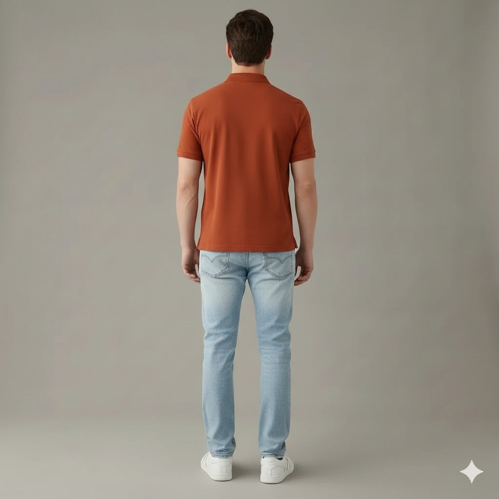Men Rust Sold Polo Collar T-shirt