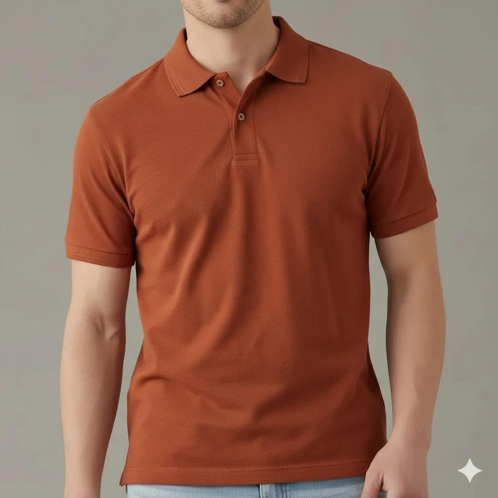 Men Rust Sold Polo Collar T-shirt