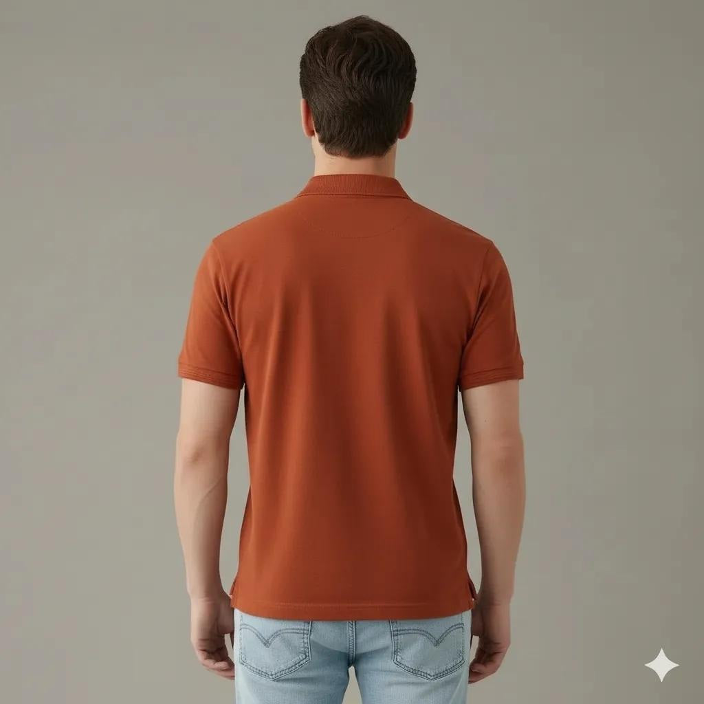 Men Rust Sold Polo Collar T-shirt