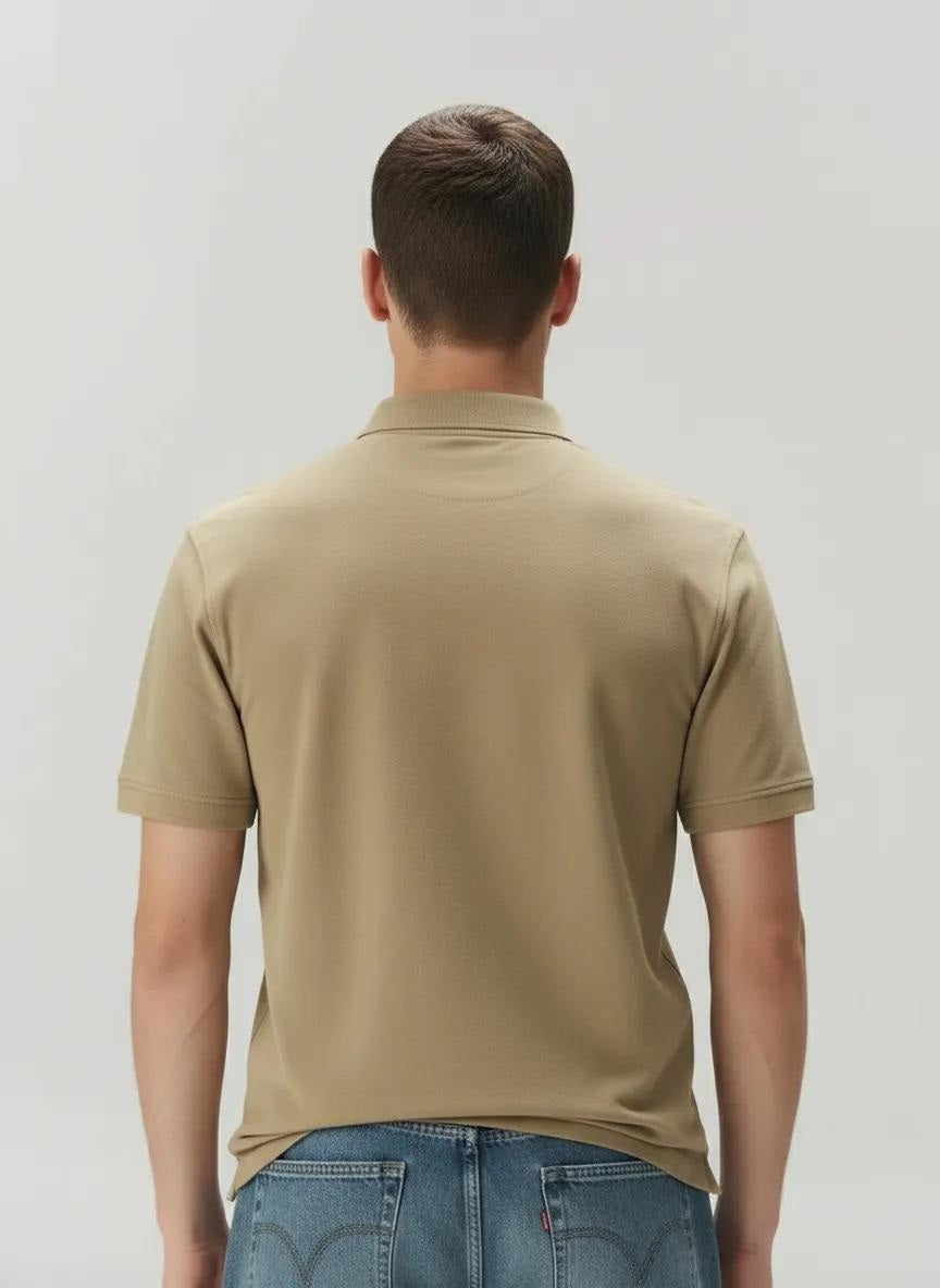 Men Safari Polo Collar Solid T-shirt