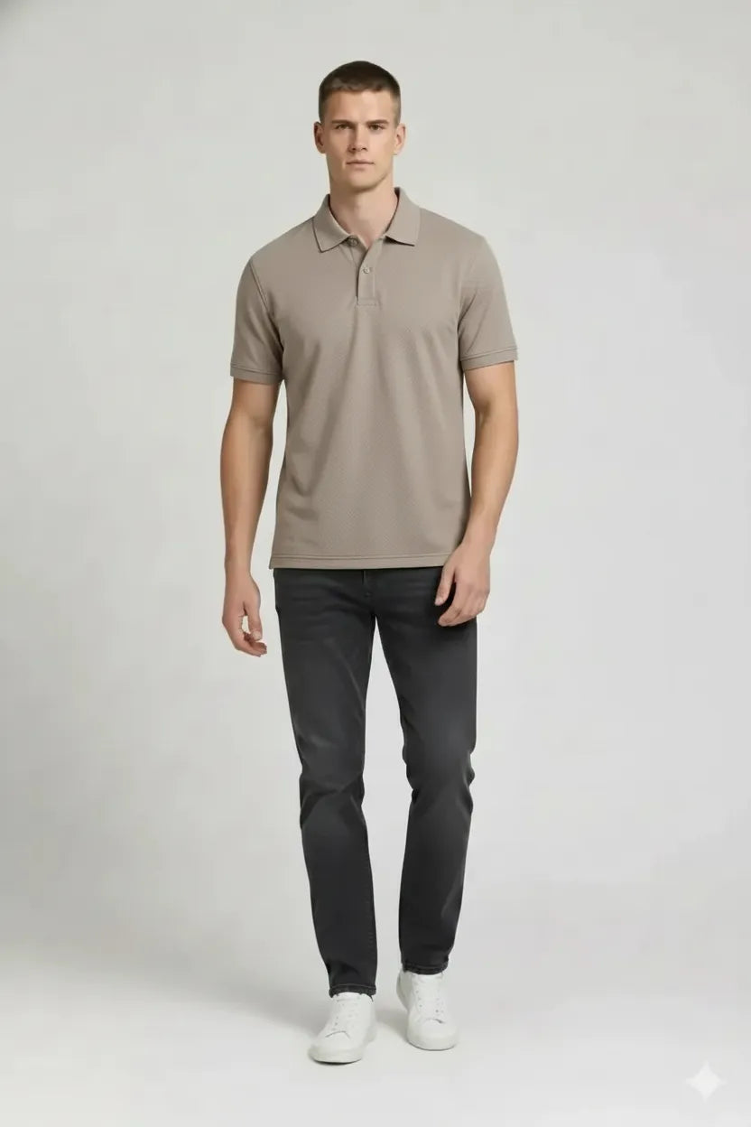 Men Stone Polo Collar T-shirt