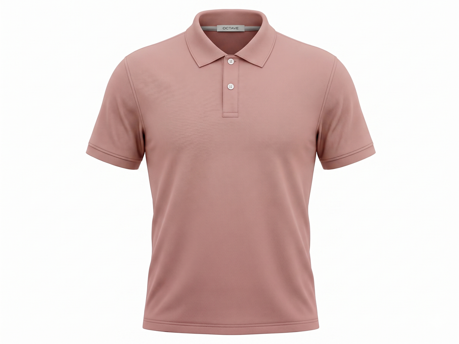 Men Suede Pink Polo Collar T-shirt