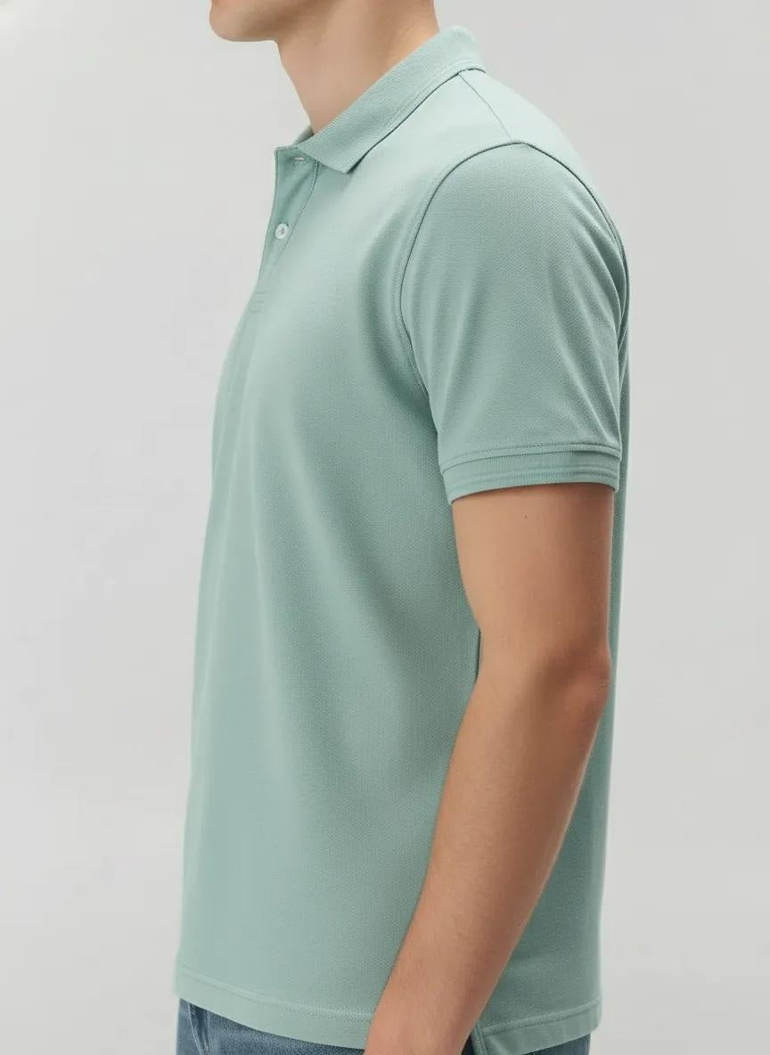 Men Surf Spray Polo Collar Solid T-shirt