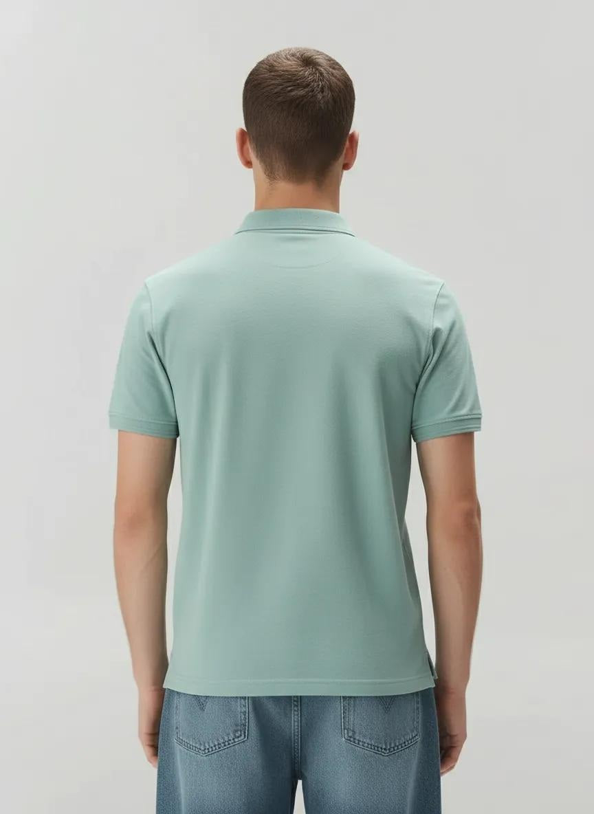 Men Surf Spray Polo Collar Solid T-shirt