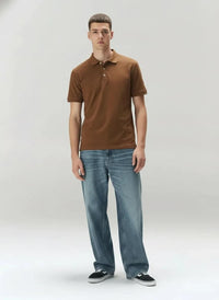 Men Tan Polo Collar Solid T-shirt