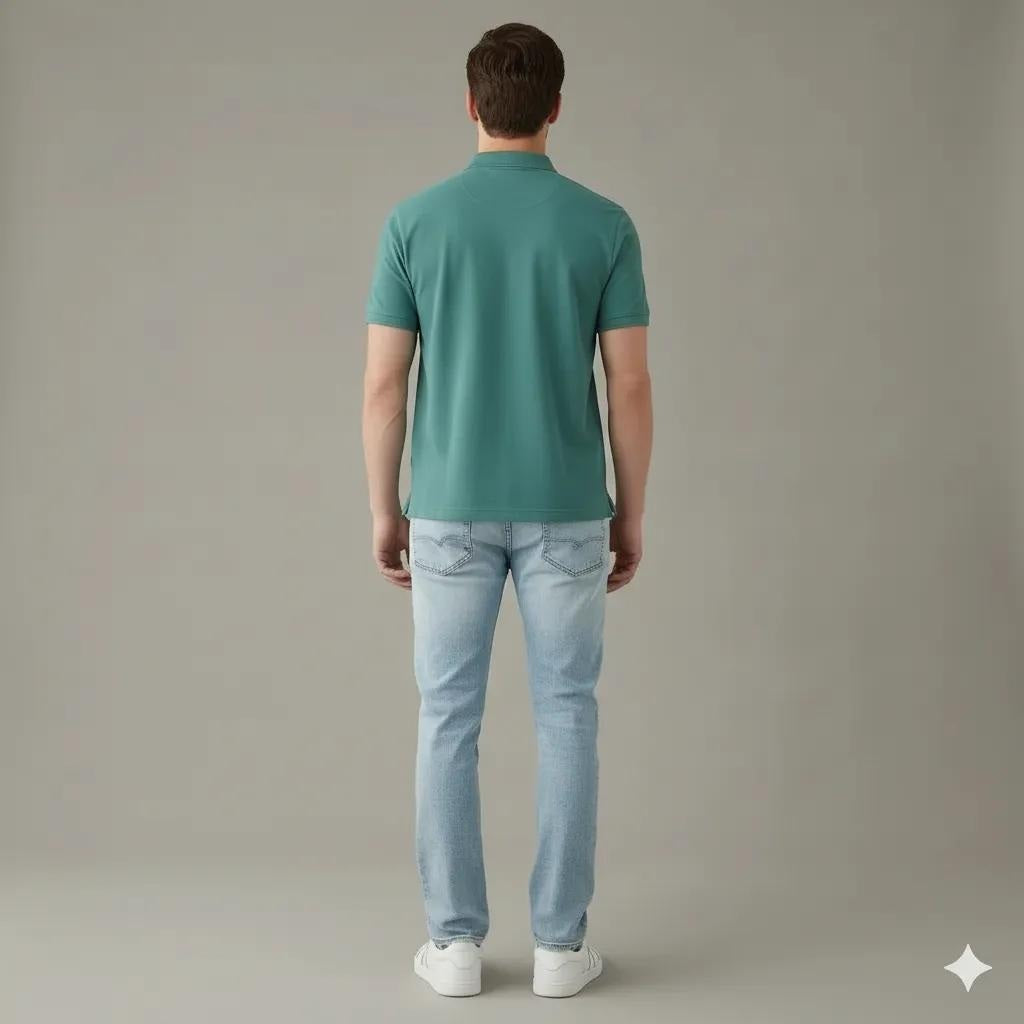 Men Wasabi Sold Polo Collar T-shirt