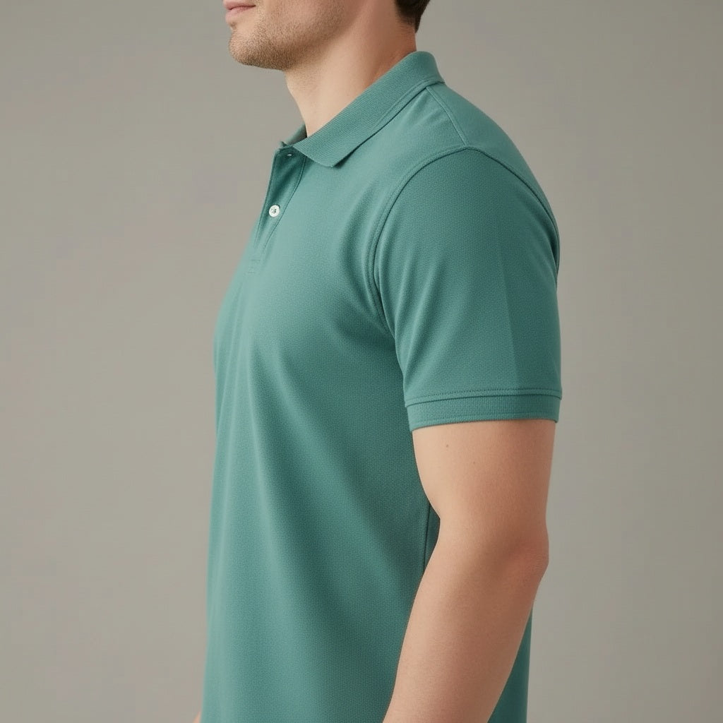 Men Wasabi Sold Polo Collar T-shirt