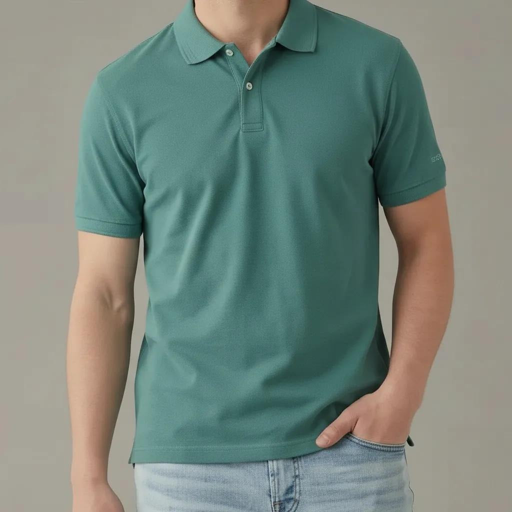 Men Wasabi Sold Polo Collar T-shirt