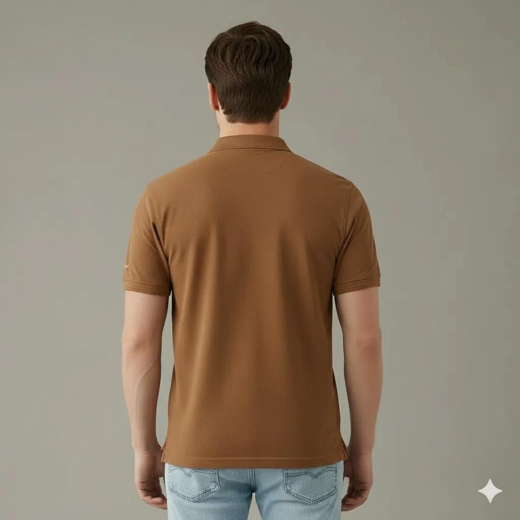 Men Wheat Sold Polo Collar T-shirt